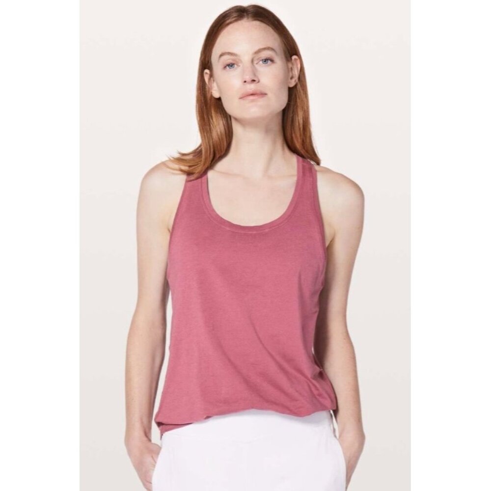 LULULEMON Solid Rose Pima Cotton Pleated Back Lightweight Love Tank Top Size 4